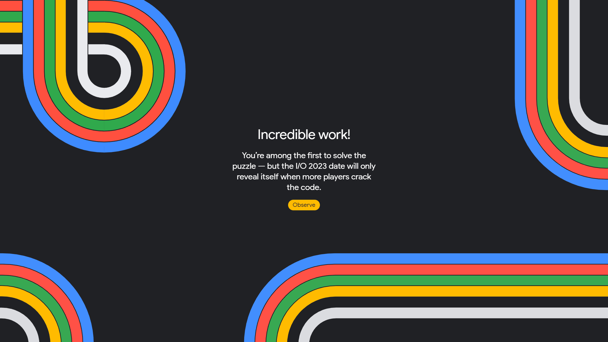 Google I/O 2023 solved puzzle screen