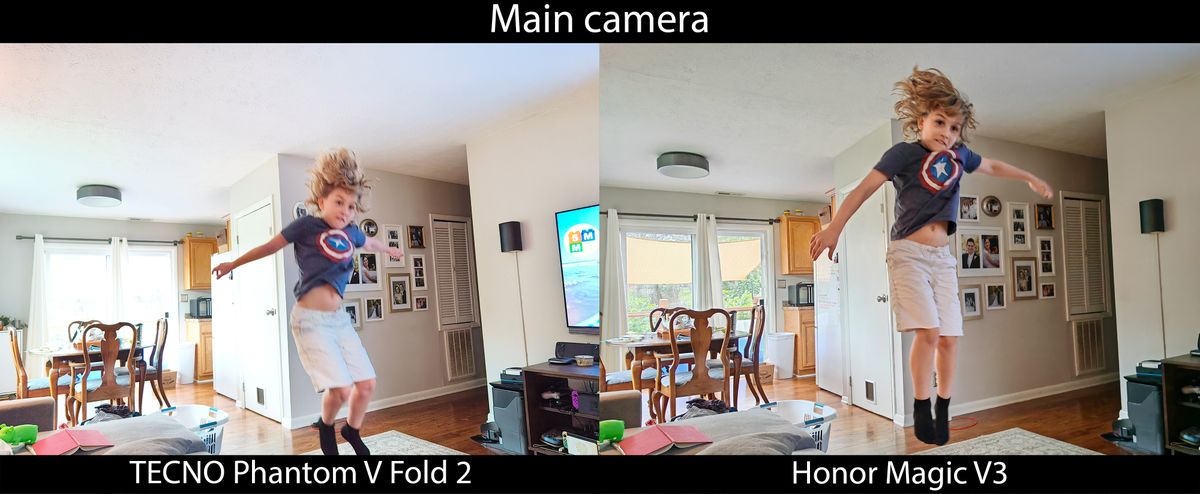 Camera samples from the TECNO Phantom V Fold 2 showing a need to improve motion capture
