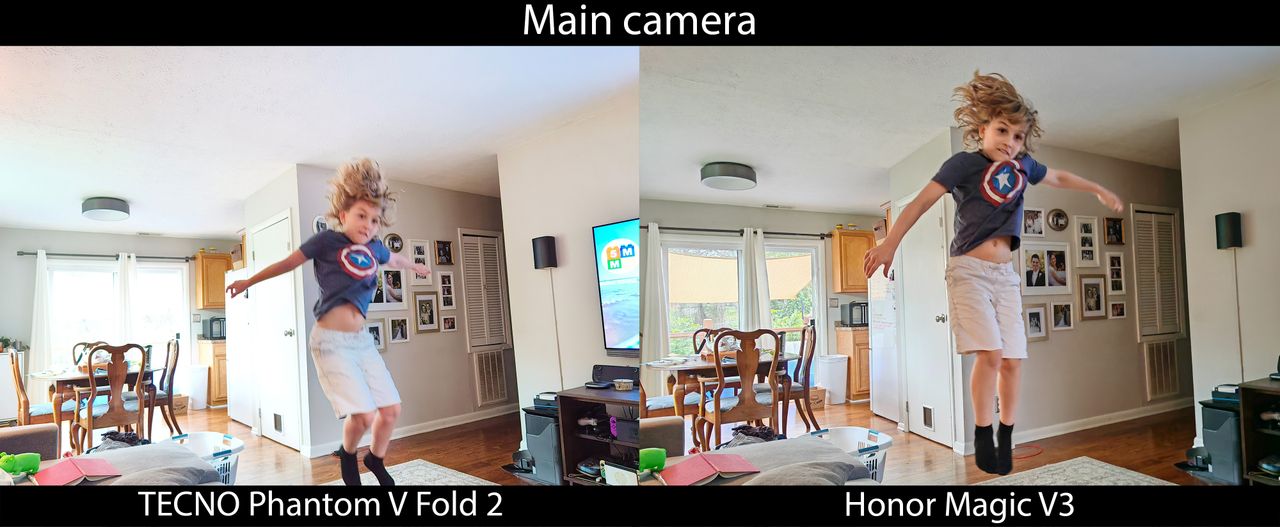 Camera samples from the TECNO Phantom V Fold 2 showing a need to improve motion capture