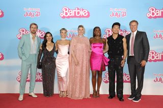 The cast and creatives of Barbie at the premiere