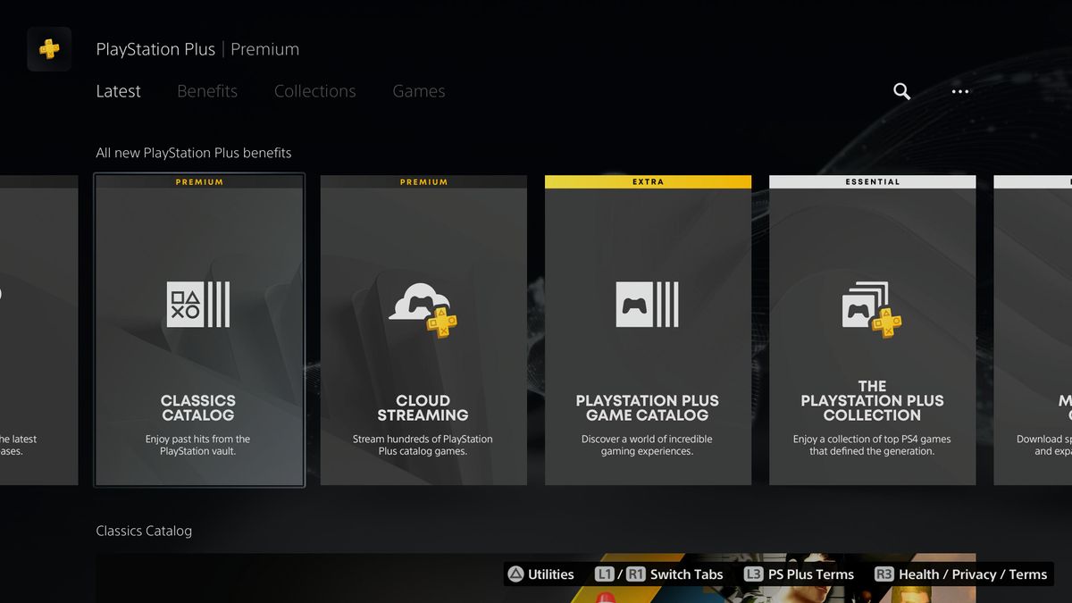 PS Plus Premium cloud streaming page