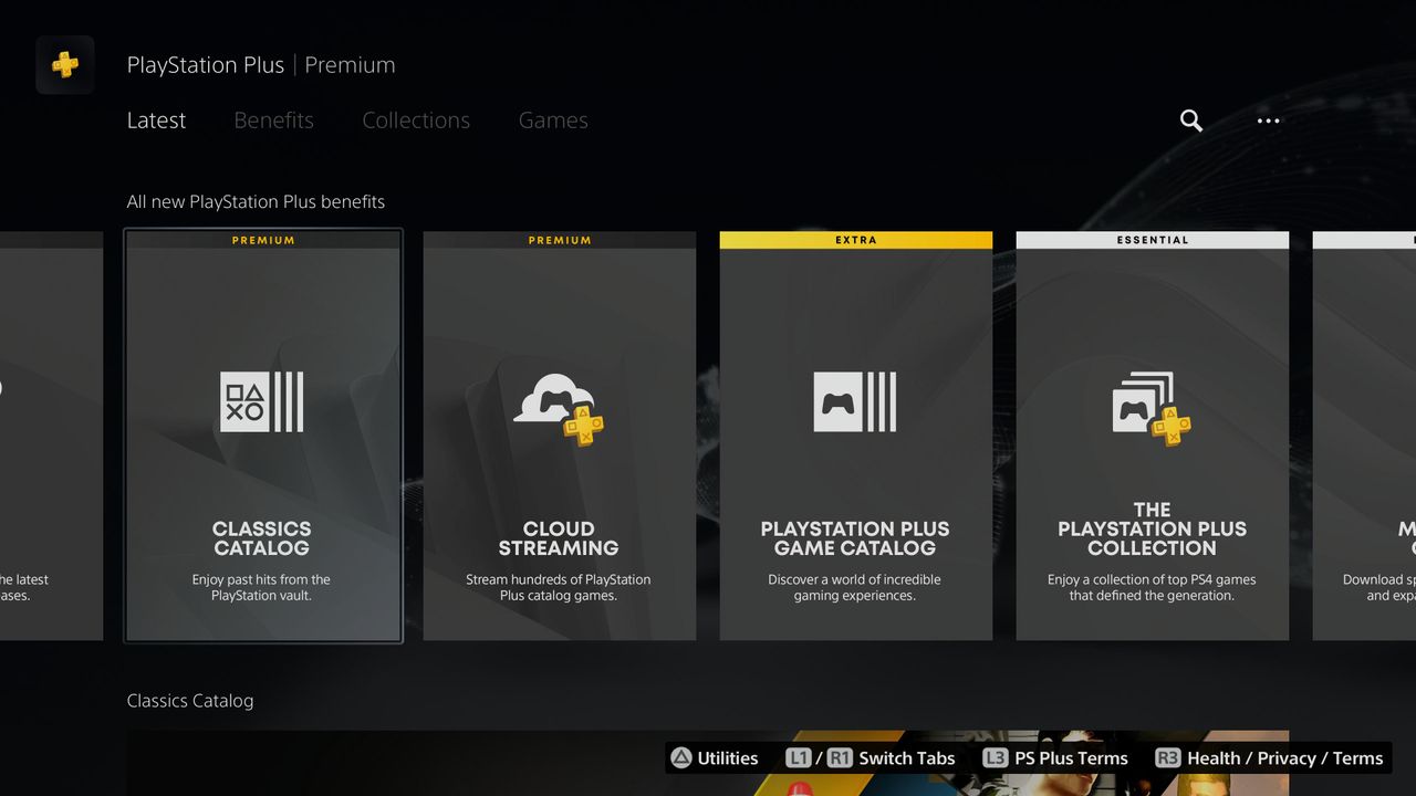 PS Plus Premium cloud streaming page