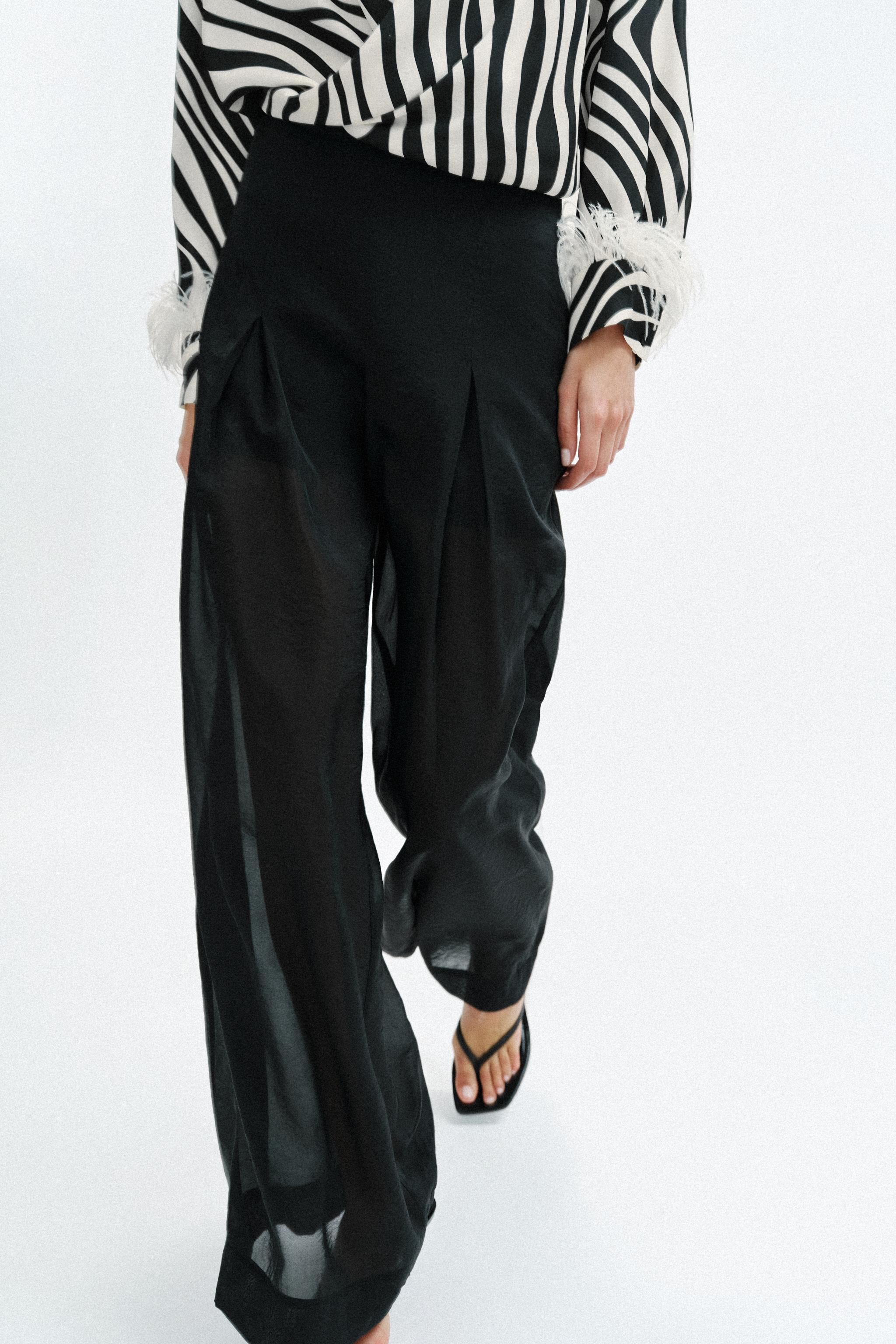 Semi-Sheer Wide Leg Pants