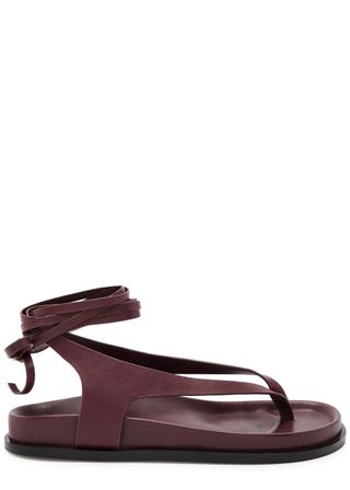 Shel Lace-Up Leather Thong Sandals