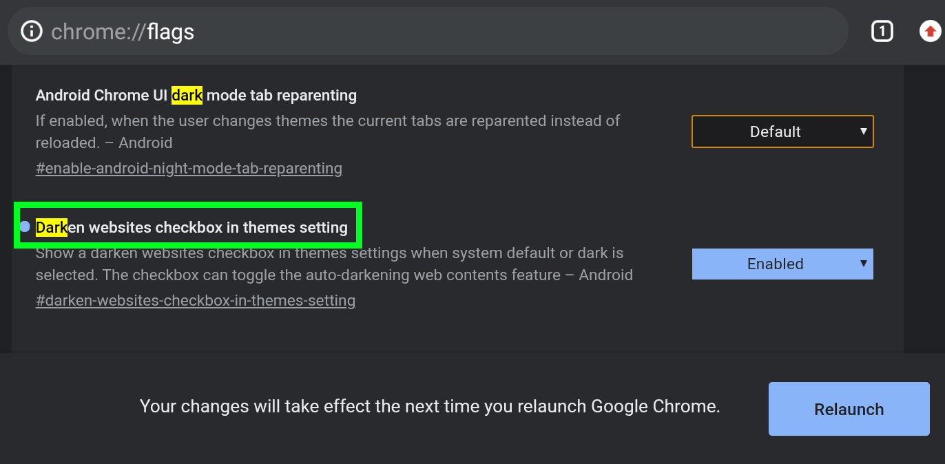 how to turn on Chrome dark mode - darken