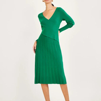 Green Wrap Pleated Skirt Dress with Sustainable Viscose, £36 ($45) | Monsoon