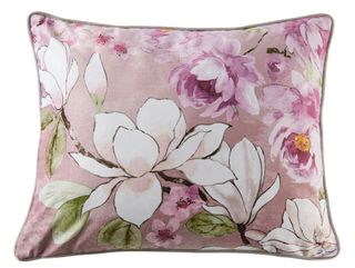 velvet floral cushions with white background