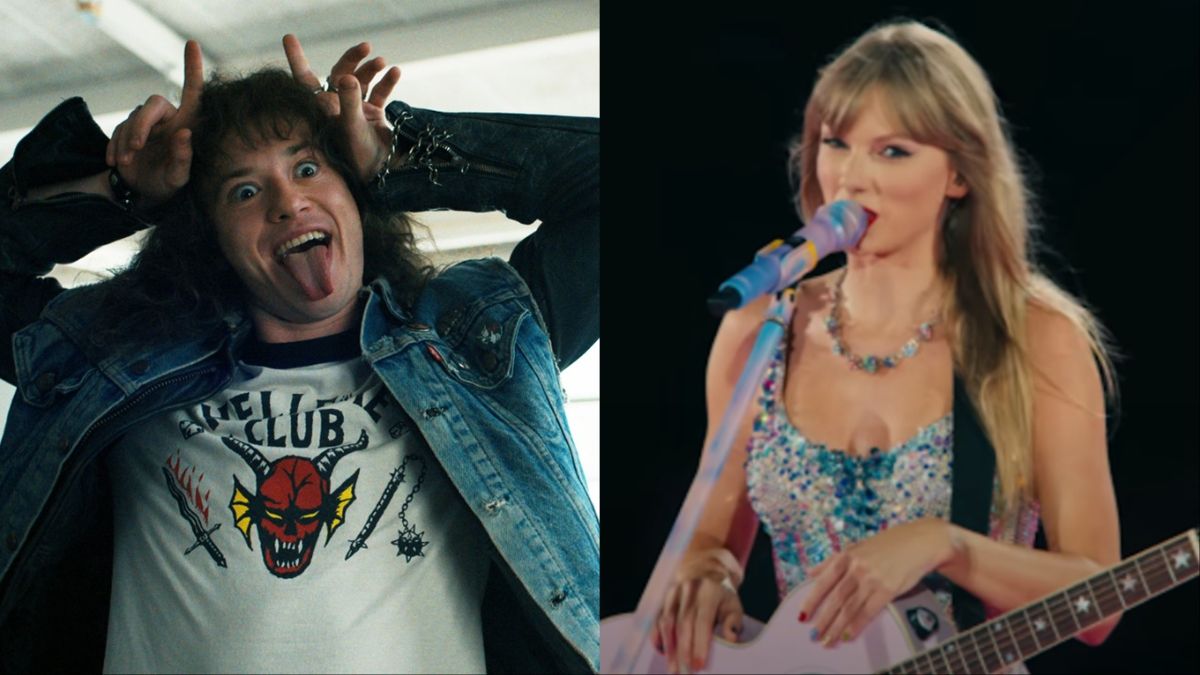 Eddie Munson in Stranger Things 4 and Taylor Swift in Eras Tour movie