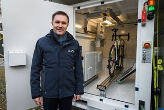 International Cycling Union UCI president David Lappartient poses next to a new mobile Xray machine box during a press conference unveilling a beefedup set of measures and an arsenal of methods to detect socalled mechanical doping on March 21 2018 in Geneva When Frenchman David Lappartient took over the UCI in last September he promised to deliver a package of measures to tackle the menace of miniature motors in professional cycling ahead of the current season Photo by Fabrice COFFRINI AFP Photo by FABRICE COFFRINIAFP via Getty Images