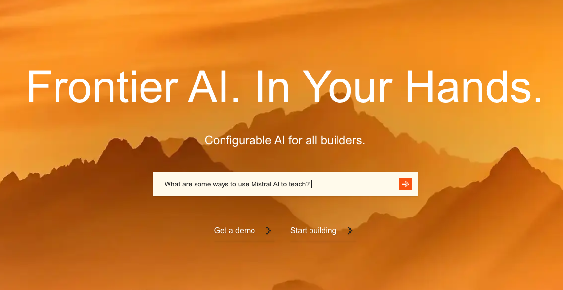 A screenshot of Mistral AI's home page