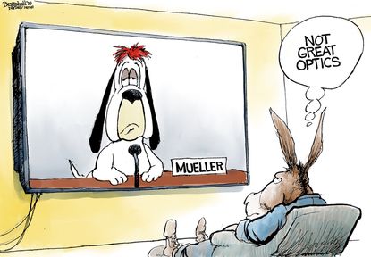 Political Cartoon U.S. Mueller TV Testimony Droopy Dog Bad Optics