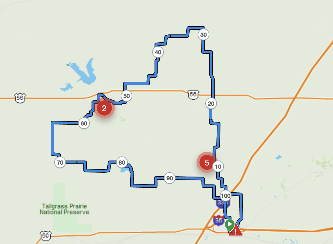 Route map for 2025 Unbound Gravel 100