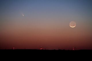 Comet Pan-STARRS and the Moon Over the Hill Country of Texas