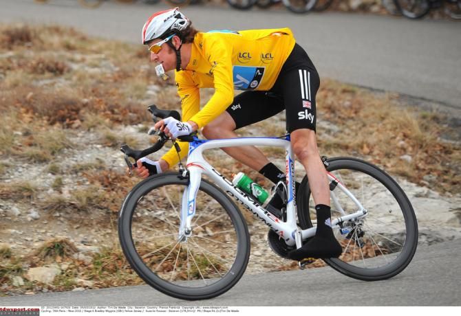 Bradley Wiggins (Team Sky) rides to victory in 2012