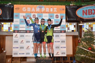 Emma White, Melinda McCutcheon and Ruby West atop the podium after the first day at NBX
