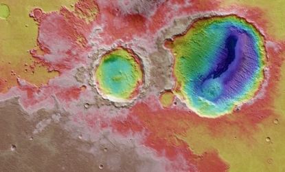 Two craters on the surface of Mars