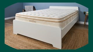The Saatva Classic mattress in our sleep lab surrounded by a green border
