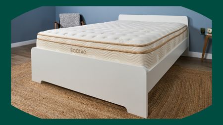 The Saatva Classic mattress in our sleep lab surrounded by a green border