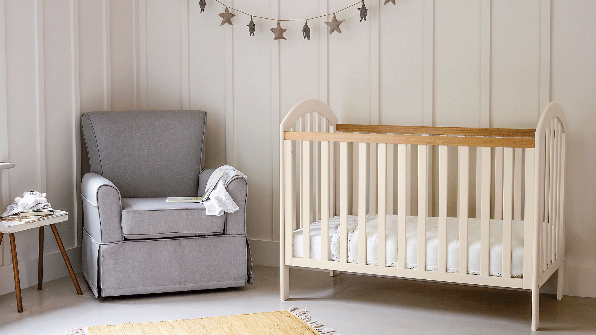 grey armchair for nursery