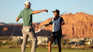 Matt McCarty and Devrath Das celebrate winning the Black Desert Championship