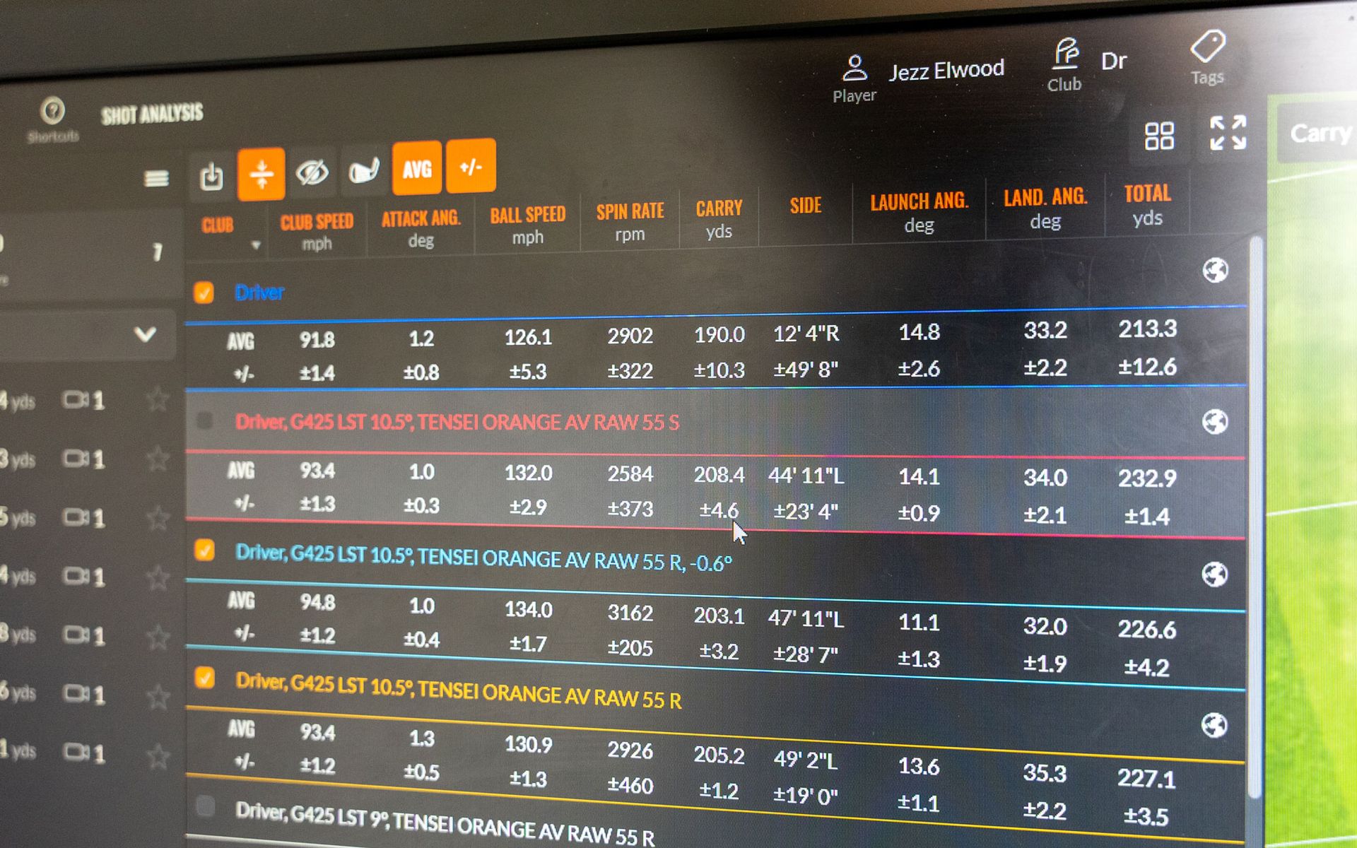 Driver fitting launch data
