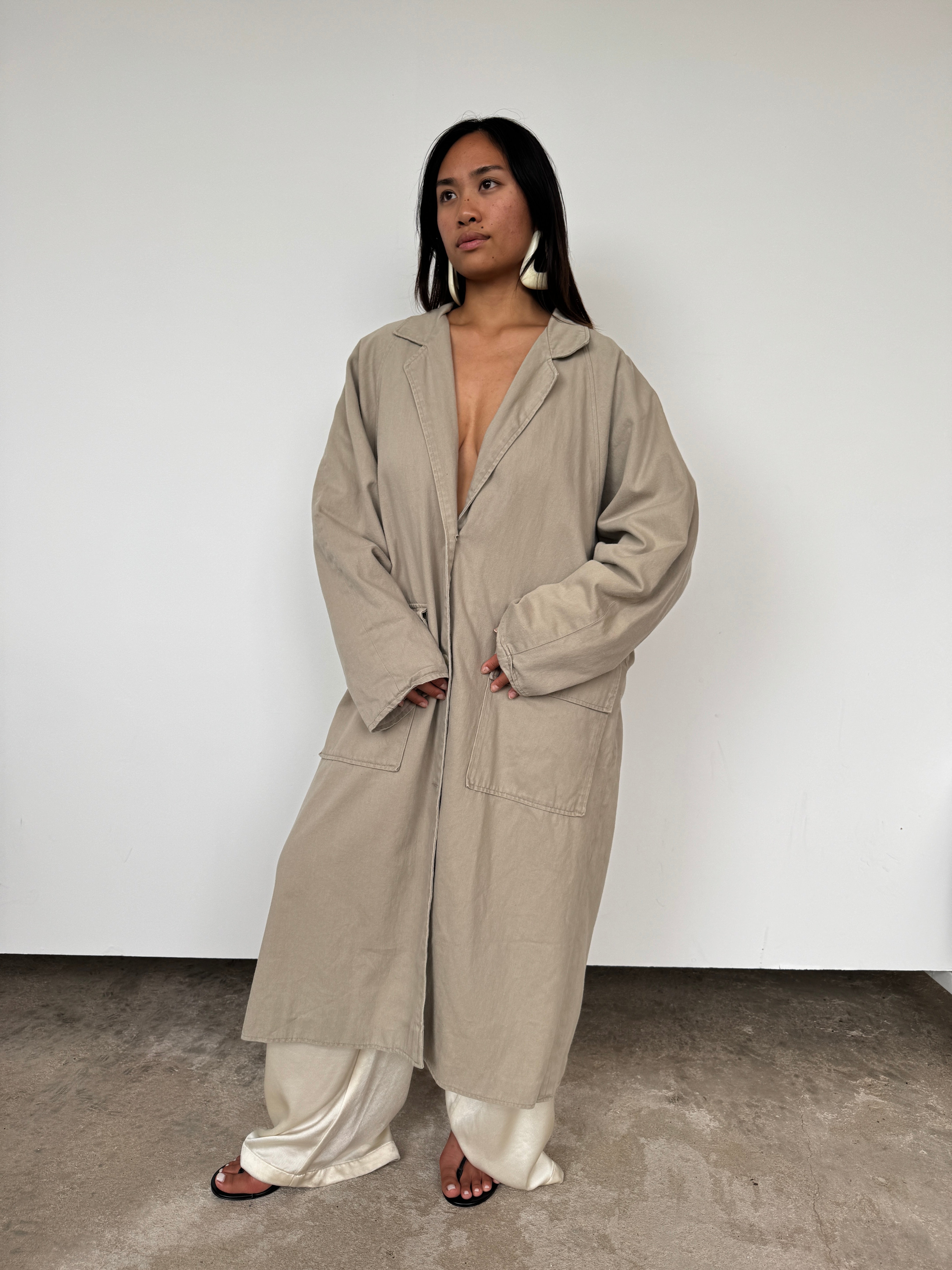 Vintage Beige Cotton Trench | S