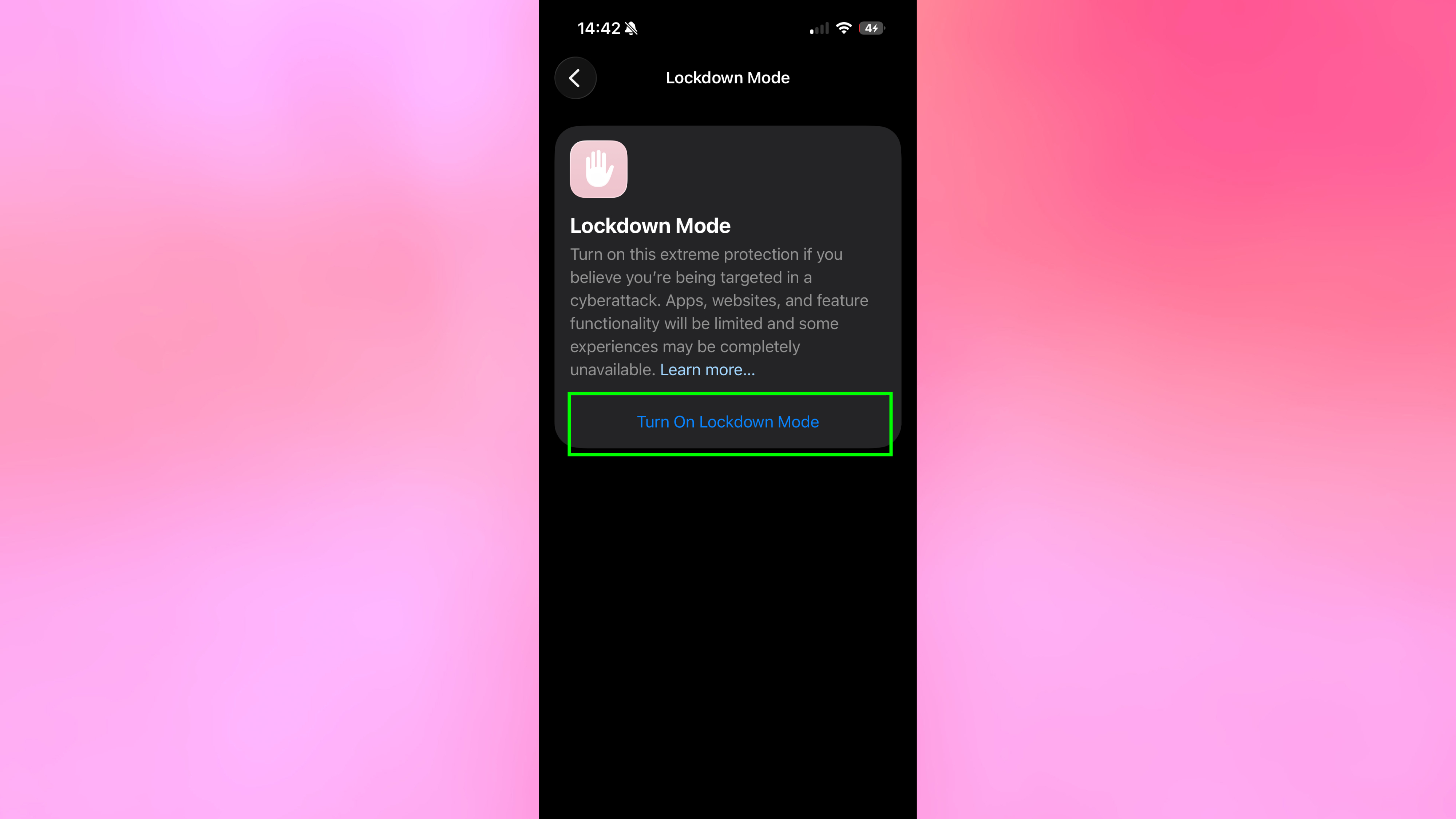 Turn on Lockdown Mode in iPhone settings