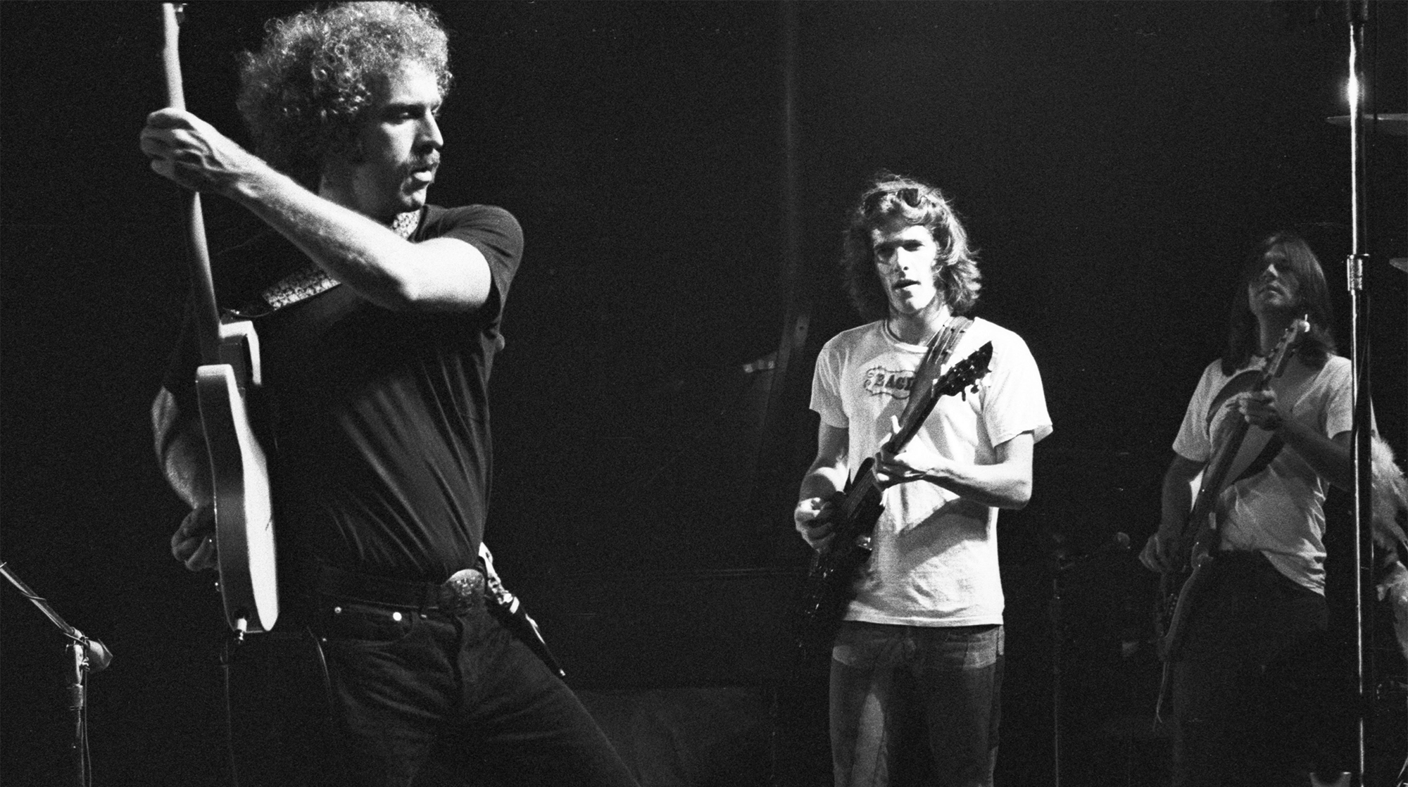 The Eagles perform at Concertgebouw in Amsterdam, Netherlands in 1972. Left to right: Bernie Leadon, Glenn Frey and Randy Meisner.
