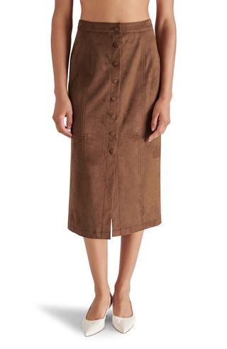 Riya Faux Suede Midi Skirt