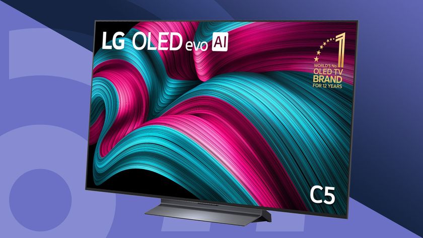 LG C5 TV on a purple background