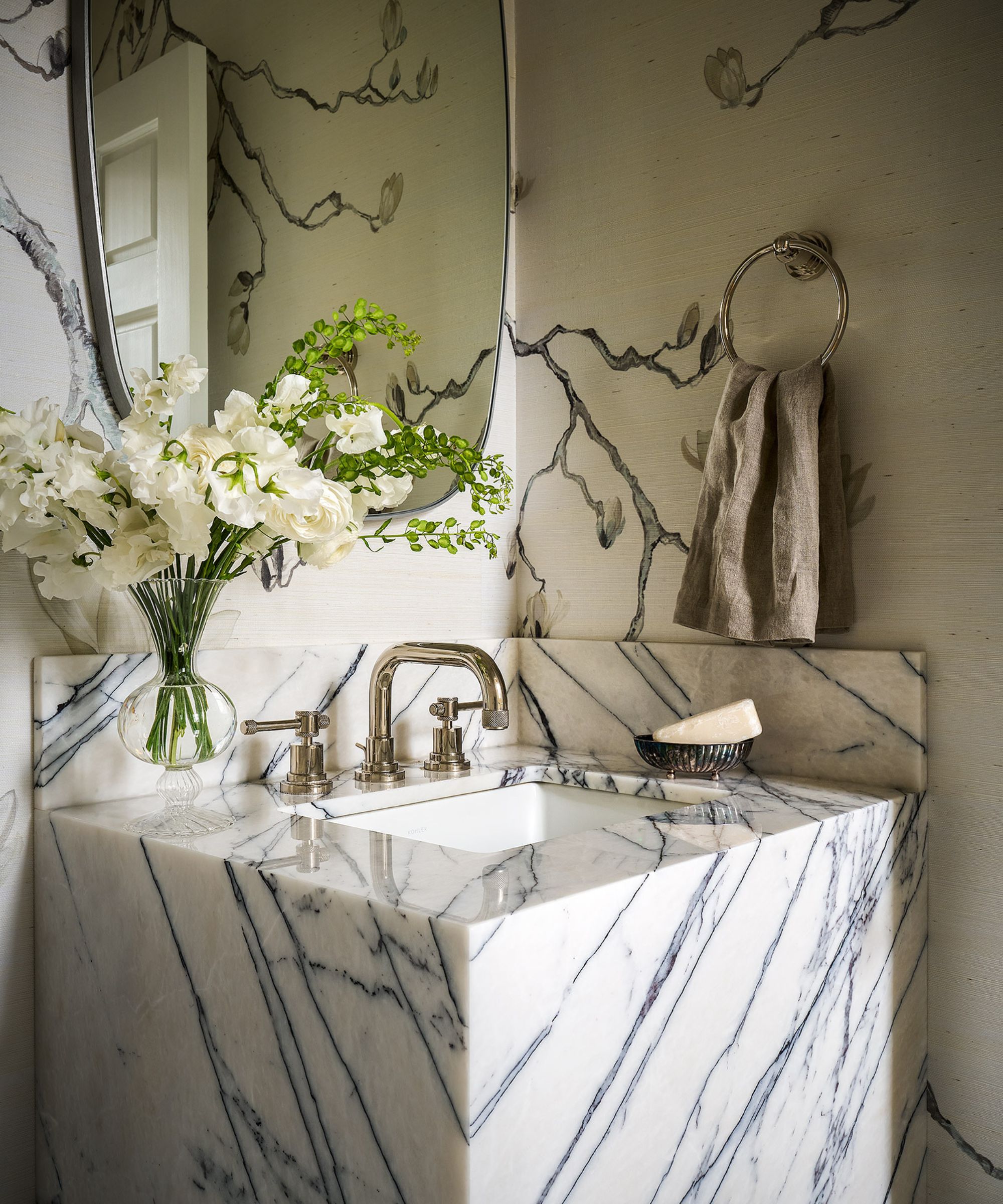 bathroom with marble sink