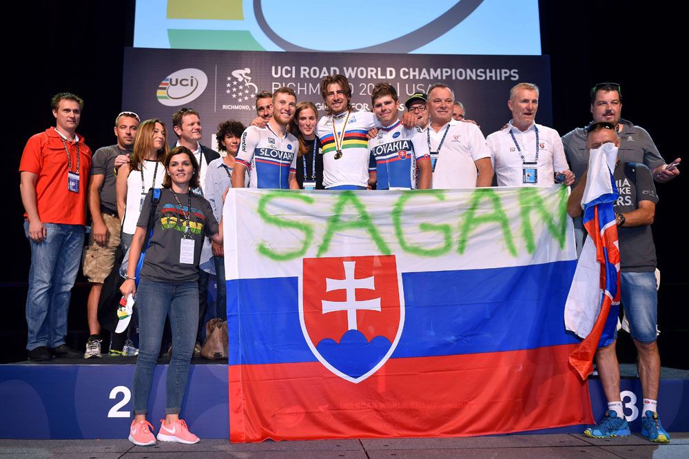 Peter Sagan (Slovakia) and his teammates on the podium