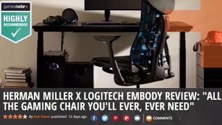 An example of a Recommended badge on a review of a gaming chair