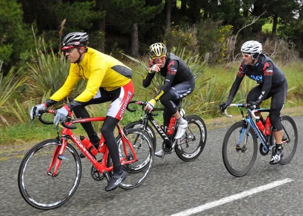 Caulder Stewart team mates Jeremy Vennell, Hayden Roulston and Greg Henderson