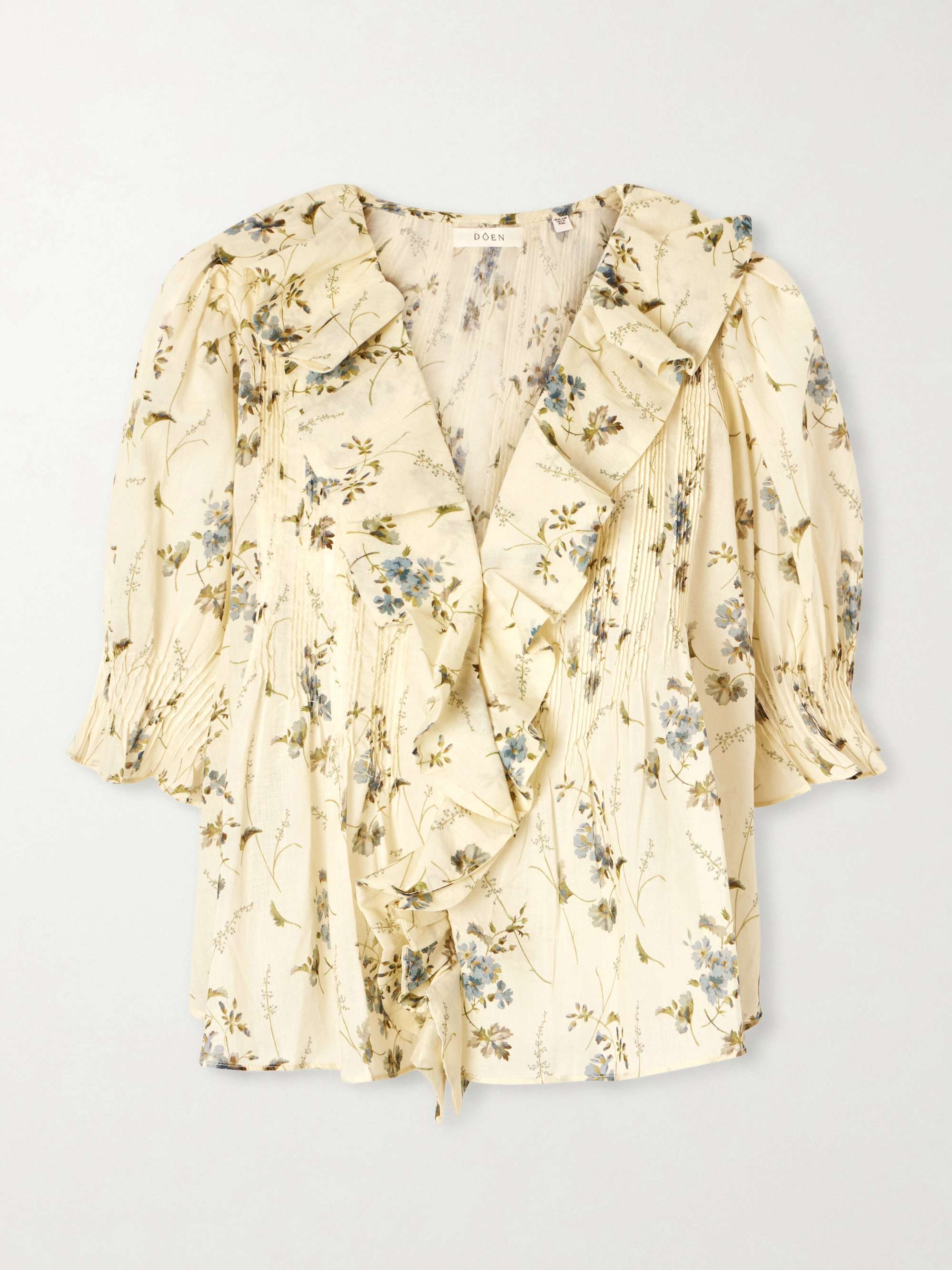 Henri Ruffled Pintucked Organic Cotton-Voile Top