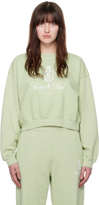 Green Vendome Cropped Sweatshirt