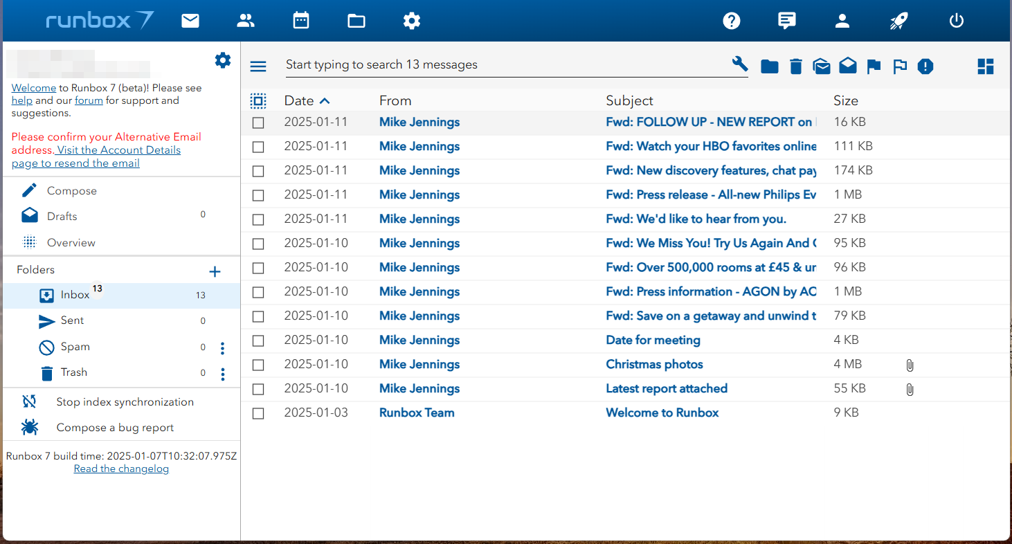 Runbox secure email interface