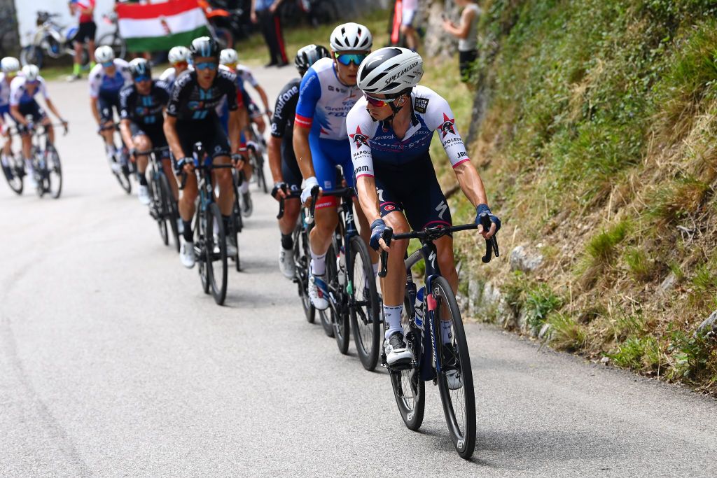 TREVISO ITALY MAY 26 James Knox of United Kingdom and Team QuickStep Alpha Vinyl competes during the 105th Giro dItalia 2022 Stage 18 a 156km stage from Borgo Valsugana to Treviso Giro WorldTour on May 26 2022 in Treviso Italy Photo by Tim de WaeleGetty Images