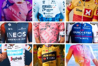 A selection of the new kits in the 2022 peloton