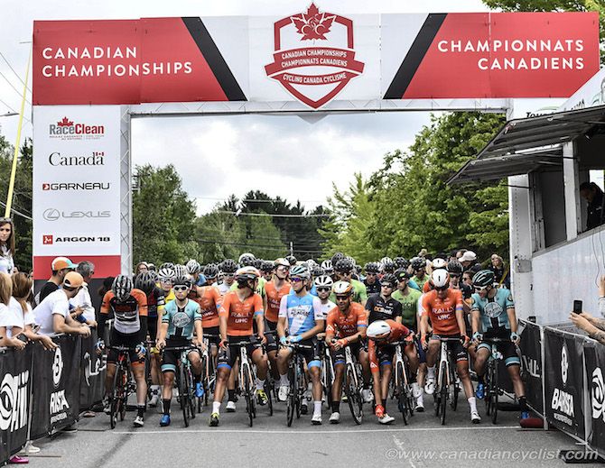 Ready to start at the 2019 men's Canadian road race championships