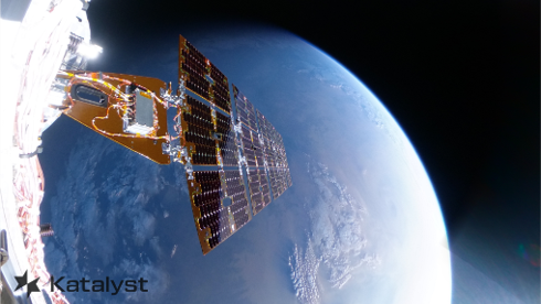 the solar panel of a spacecraft extends from the left to the center, high above the Earth in space.