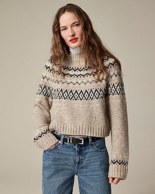 Fair Isle Wide-Mockneck Sweater