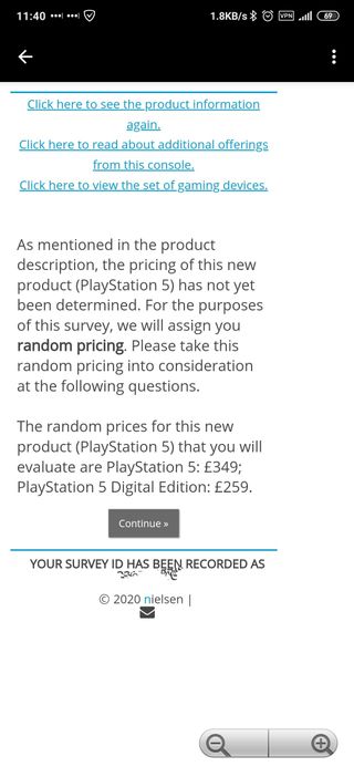 A Nielson survey on PS5 pricing