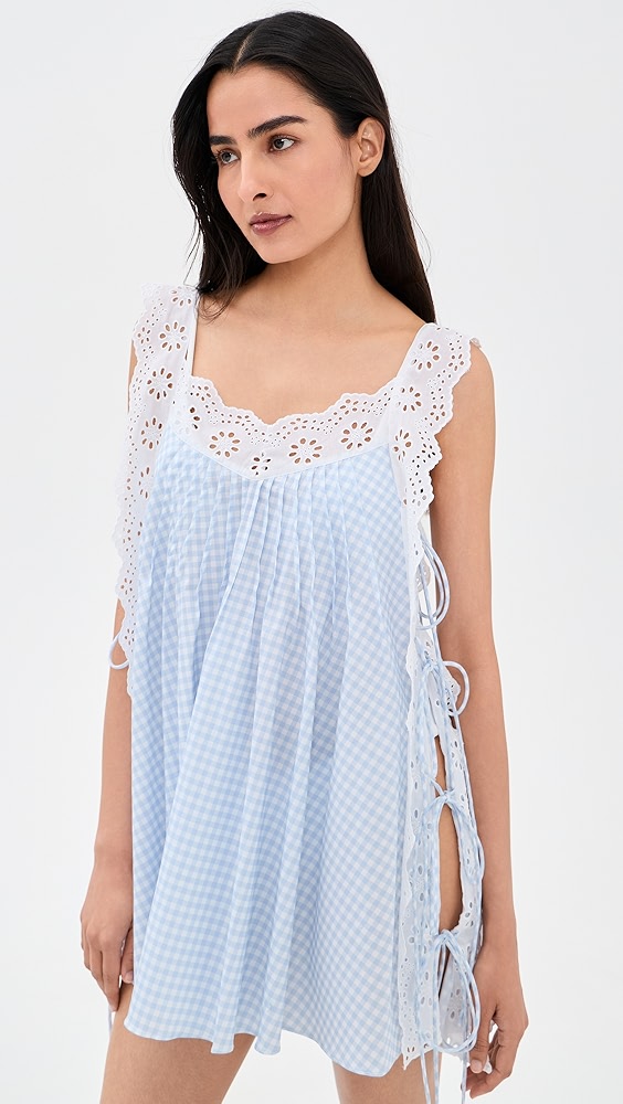 Lucilla Eyelet Trimmed Dress - Periwinkle