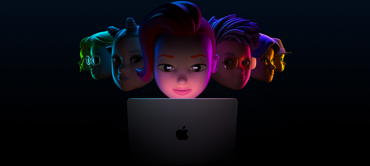 Image of Memoji&#039;s with a laptop in front of them for WWDC 2022