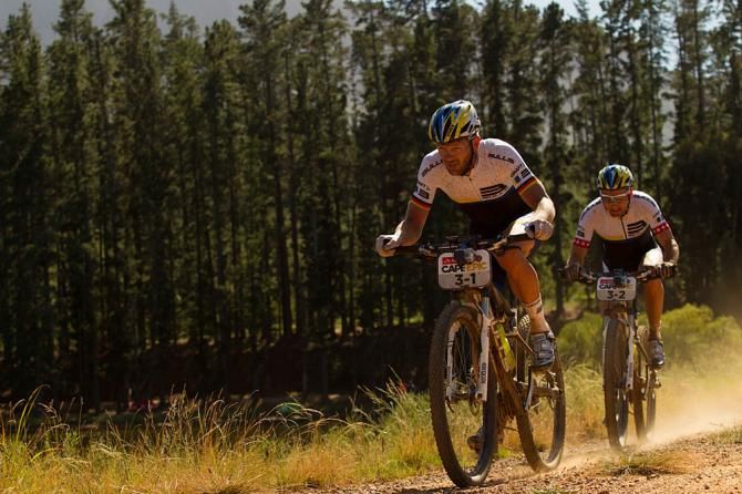 Karl Platt and Urs Huber of the Bulls during the final stage