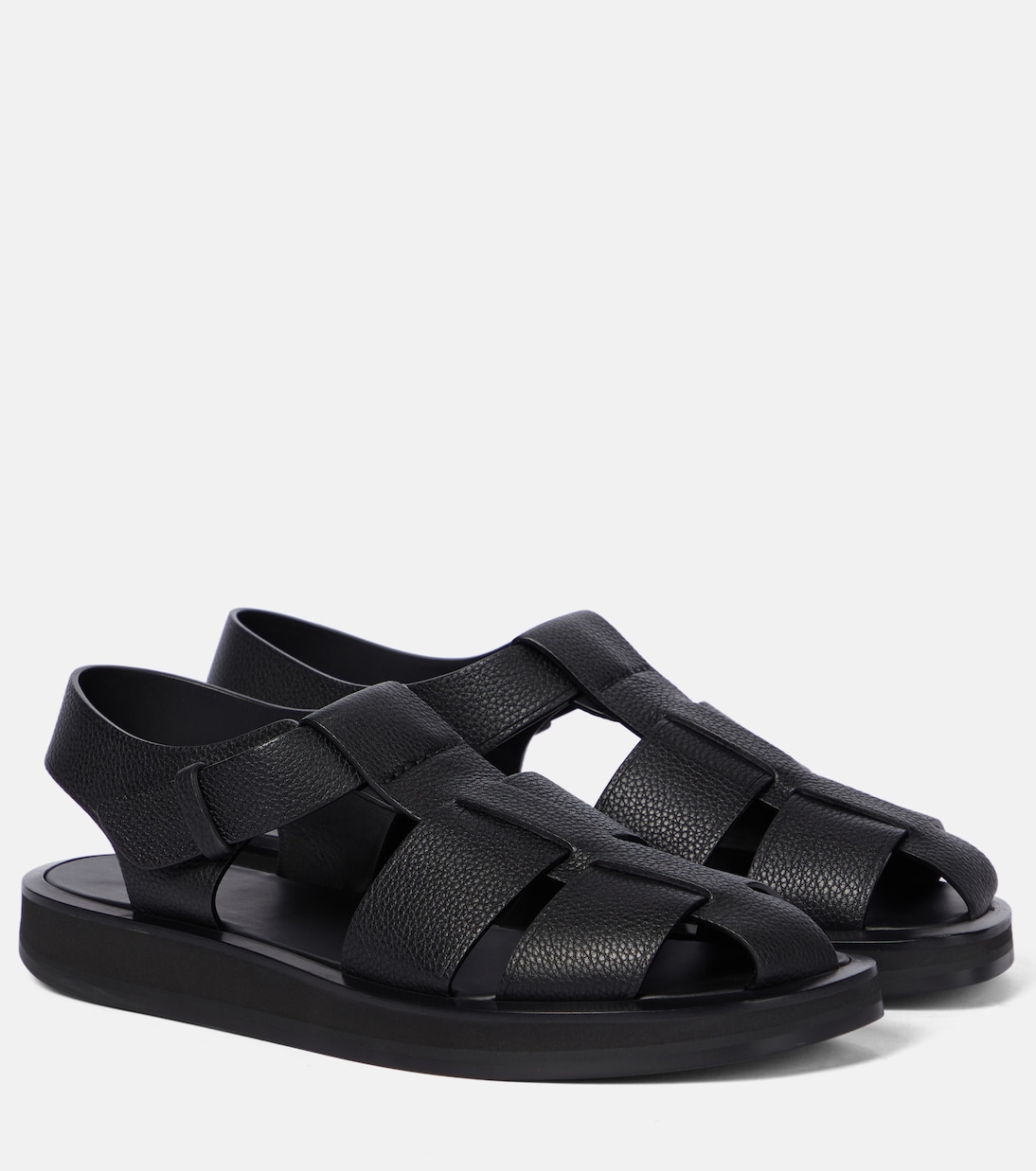 Fisherman Leather Sandals in Black - the Row