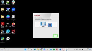 Screenshot showing how to uninstall McAfee using the McAfee Consumer Product Removal tool (MCPR) - Restart computer