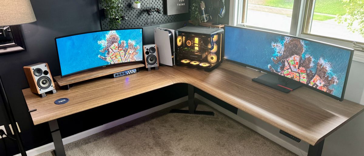 I tested out Vari's 80x80-inch L-shaped electric desk - and it's a massive workspace that's perfect for a powerful setup