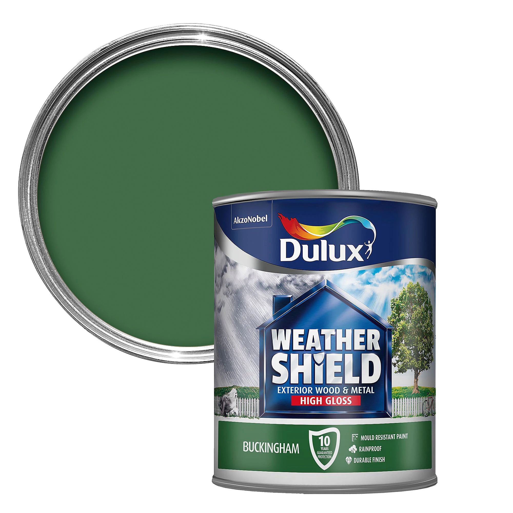 Dulux Weathershield Buckingham green Gloss Exterior Metal &amp;amp; wood paint, 750ml